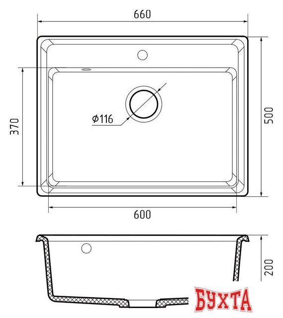 Кухонная мойка GranFest GF-LV-660 (песочный) 3
