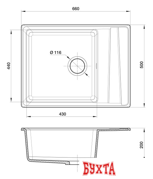 Кухонная мойка GranFest GF-LV-660L (топаз) 4