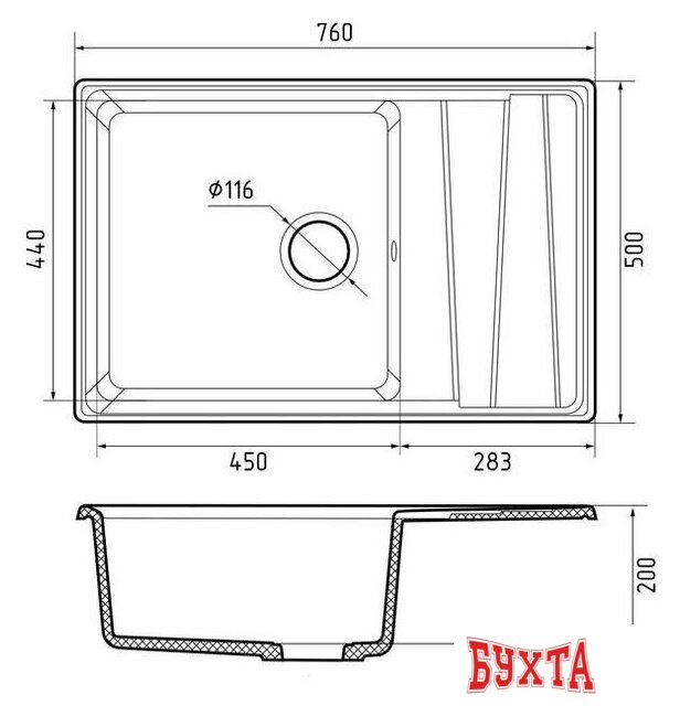 Кухонная мойка GranFest GF-LV-760L (терракот) 2