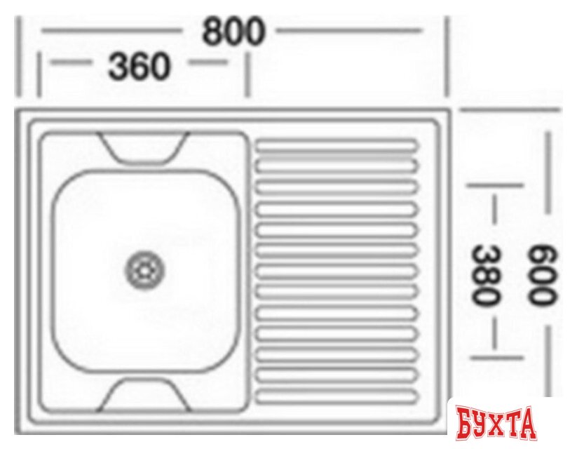 Кухонная мойка Kromevye EC 220 D (чаша справа) 2