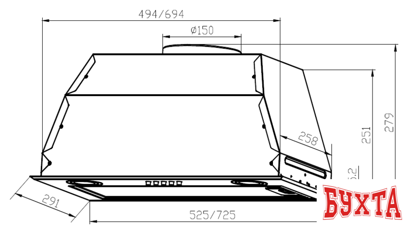 Кухонная вытяжка LEX GS Bloc P 600 (нержавеющая сталь) 2