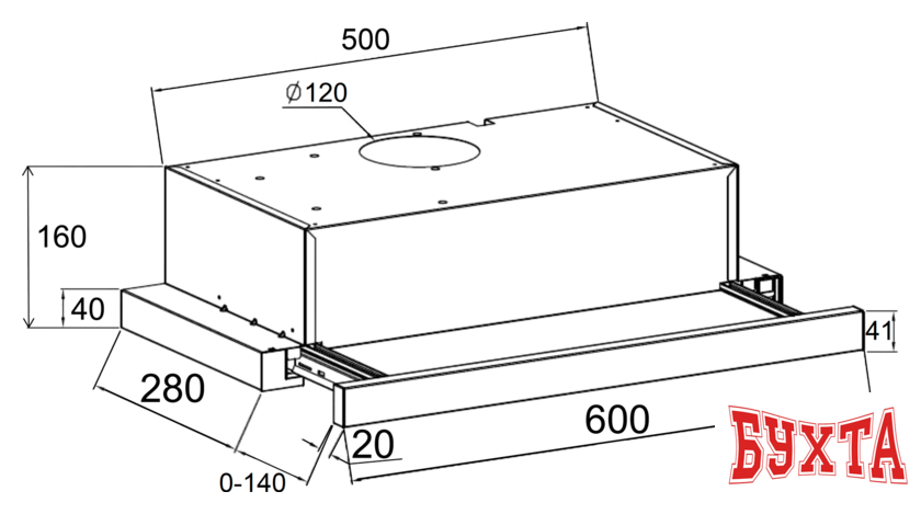 Кухонная вытяжка LEX Hubble 600 (черный) 2