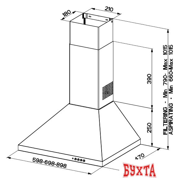 Кухонная вытяжка Faber Strip Smart PB BK A60 2