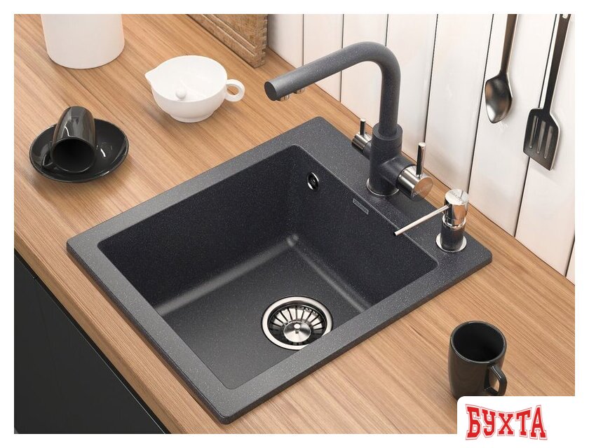 Кухонная мойка Paulmark Kante 40 PM104249-BLM (черный/черный металлик) 3