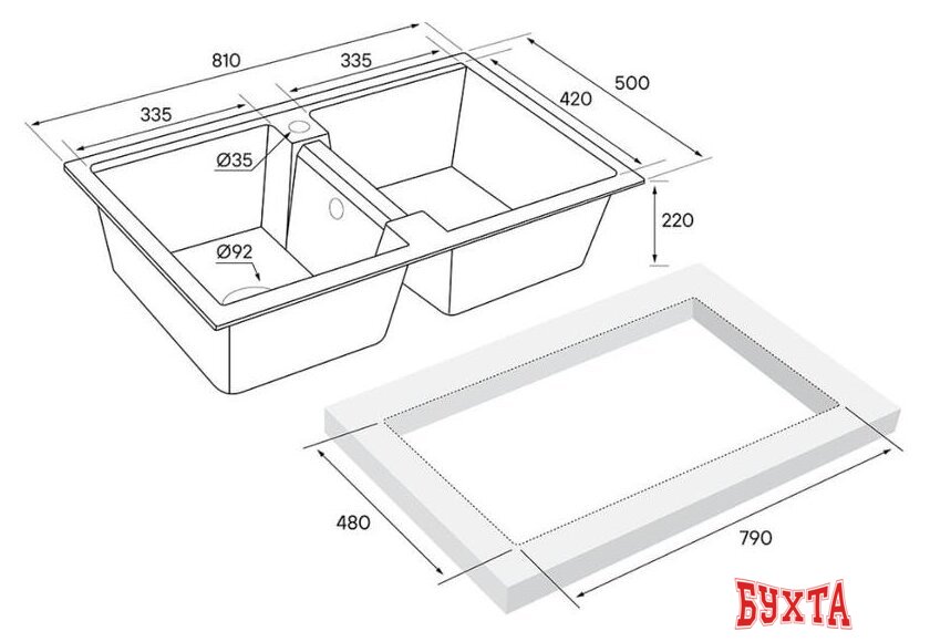 Кухонная мойка Paulmark Tandem 80/2 PM238150-BLM 4