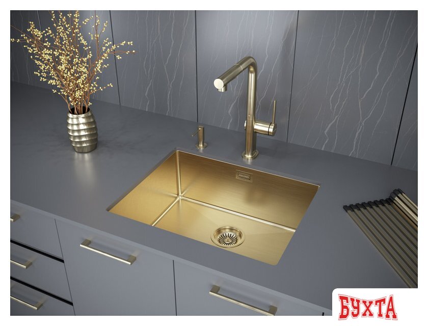 Кухонная мойка Paulmark Next 54 Uni PM215444-BG (золото/брашированное золото) 5