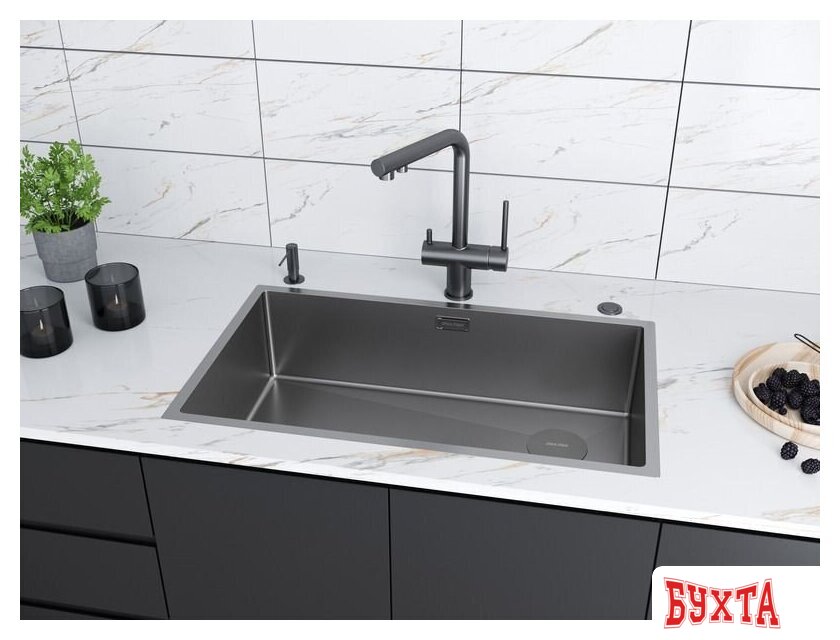 Кухонная мойка Paulmark Next-Skew 74 UNI PM887444-MG (серый/серый матовый) 3