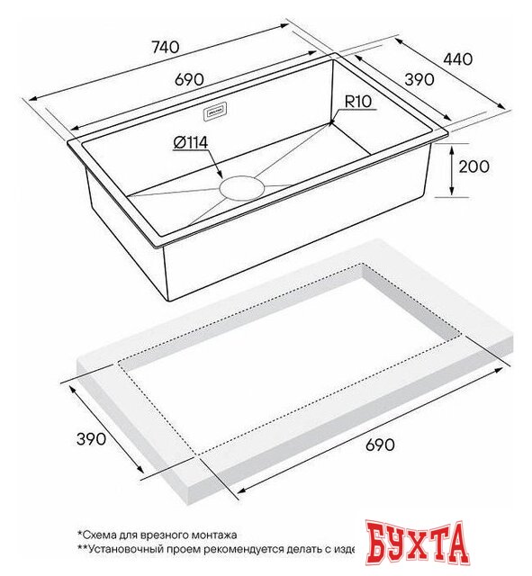 Кухонная мойка Paulmark Next 74 Uni PM217444-BG 3