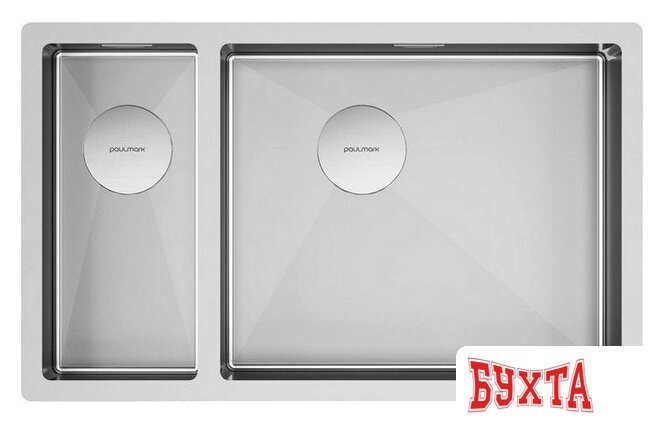 Кухонная мойка Paulmark Next 69/2S Uni PM226944-BSR (стальной/брашированная сталь)