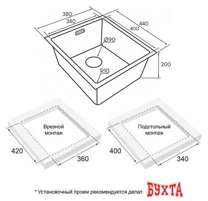 Кухонная мойка Paulmark Lassan 38 UNI LA38-LG (золото/светлое золото) 4