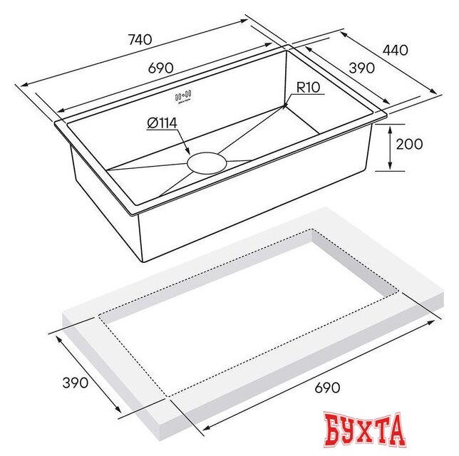 Кухонная мойка Paulmark PM257444-BS 4