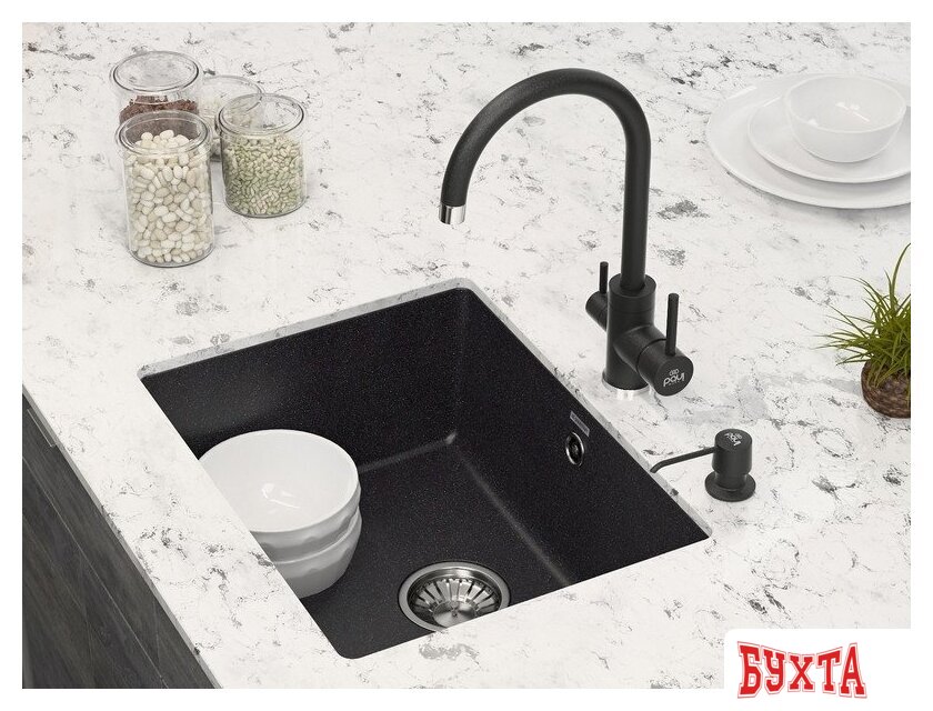 Дозатор для моющего средства Paulmark Sauber D001-418(BLM) (черный/черный металлик) 2