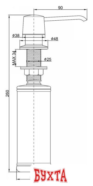 Дозатор для моющего средства Paulmark Sauber D001-BR (бронза) 2