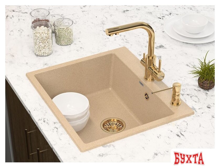 Дозатор для моющего средства Paulmark Kraft D003-BG (брашированное золото) 2