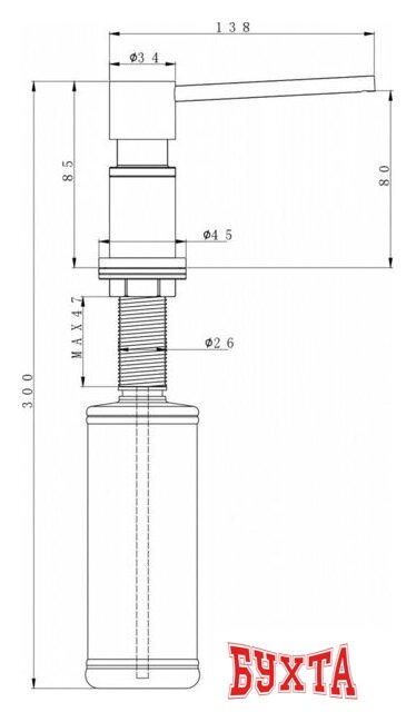 Дозатор для моющего средства Paulmark Kraft D003-401TB (черный/антрацит) 2