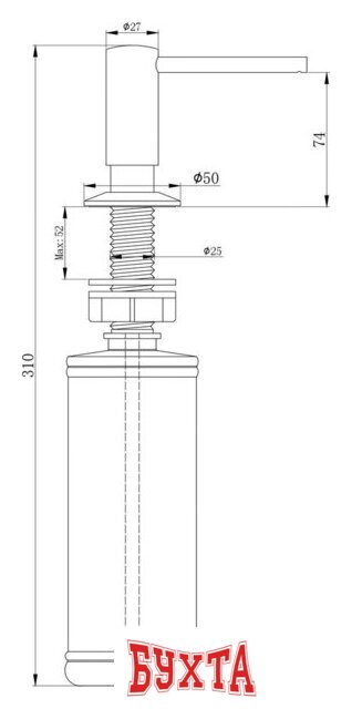 Дозатор для моющего средства Paulmark Decus D004-431(WH) (белый/белый матовый) 2