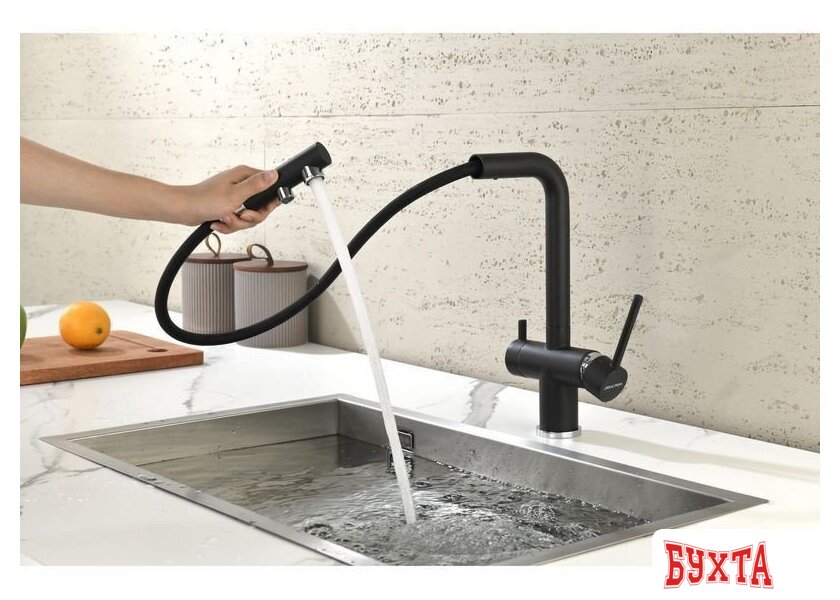 Смеситель Paulmark Serpentine Se213222-418 (черный/черный металлик) 5