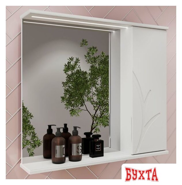 Мебель для ванных комнат Volna Шкаф с зеркалом Adel 70 правый 3