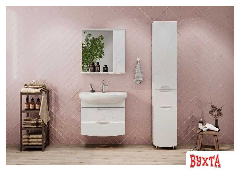 Мебель для ванных комнат Volna Шкаф с зеркалом Adel 70 правый 4