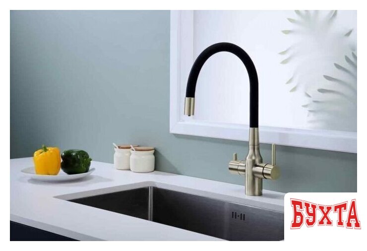 Смеситель Paulmark Salix Sa213419-BR (черный/бронза) 2