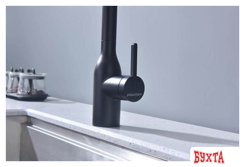Смеситель Paulmark Magneto One Ma213188-GM (черный/вороненая сталь) 2