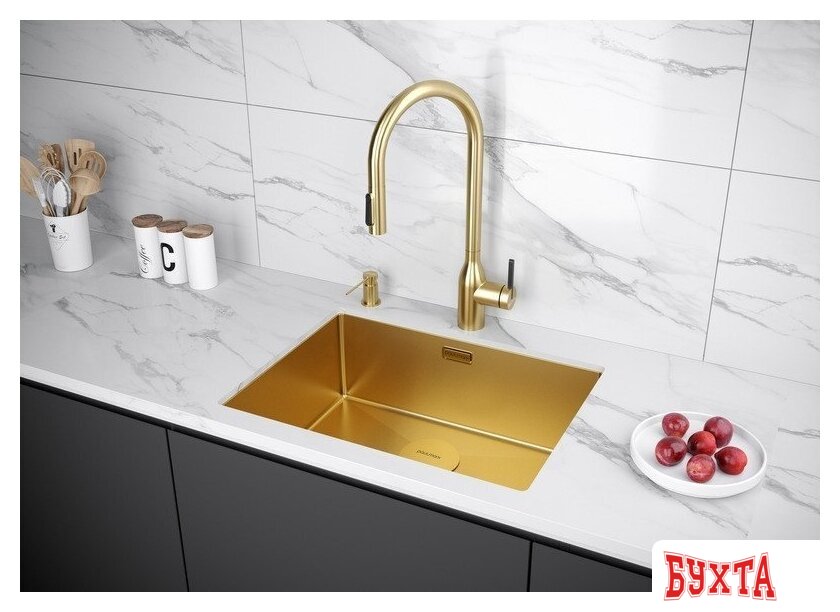 Смеситель Paulmark Iniversal Un213880-BG (золото/брашированное золото) 2