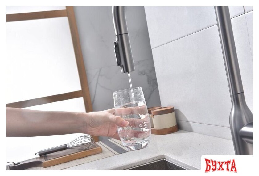 Смеситель Paulmark Iniversal Un213880-GM (черный/вороненая сталь) 2