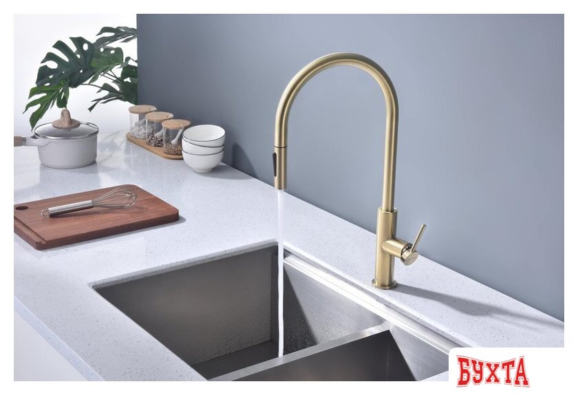 Смеситель Paulmark Senso Se215180-SBG (золото/светлое брашированное золото) 3