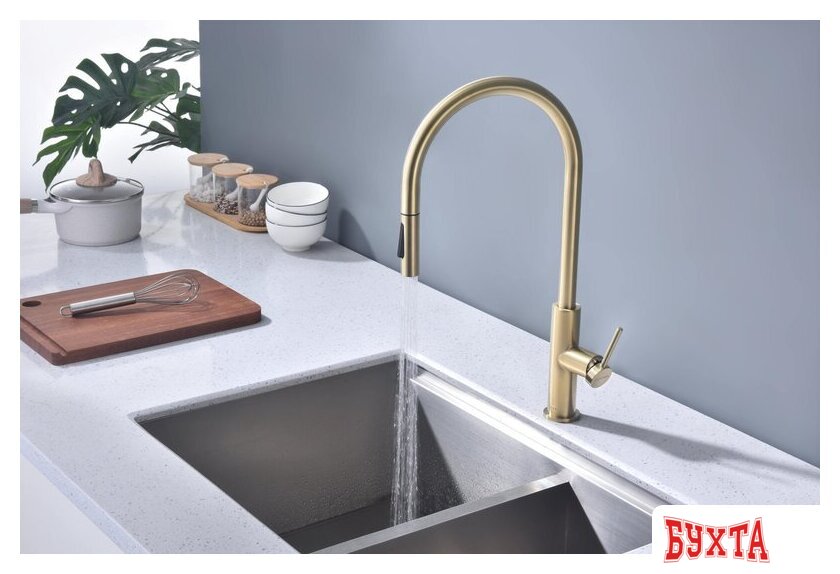 Смеситель Paulmark Senso Se215180-SBG (золото/светлое брашированное золото) 4