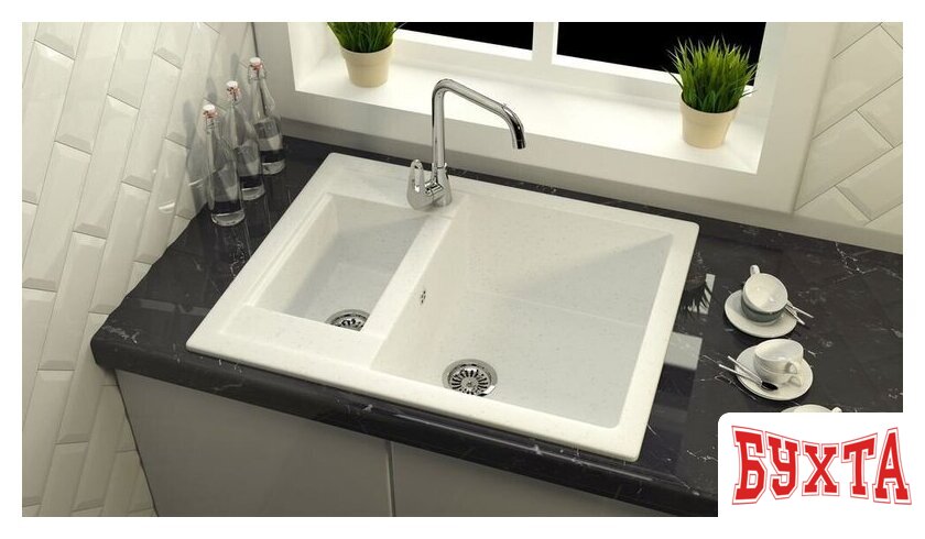 Кухонная мойка MARRBAXX Карельский камень модель 19/G31 (белый) 3