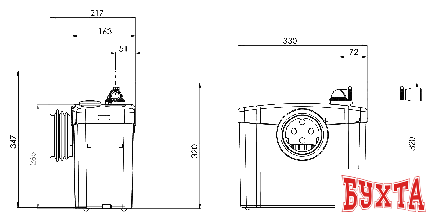 Канализационная установка SFA Sanibroyeur 3