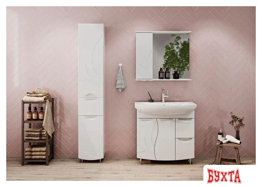 Мебель для ванных комнат Volna Шкаф с зеркалом Adel 80 левый 5