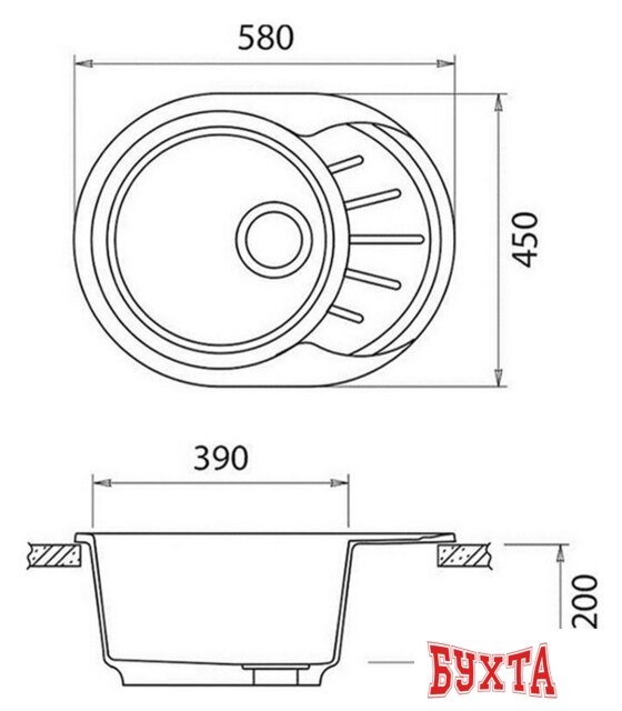 Кухонная мойка GranFest Rondo GF-R580L (песочный) 2