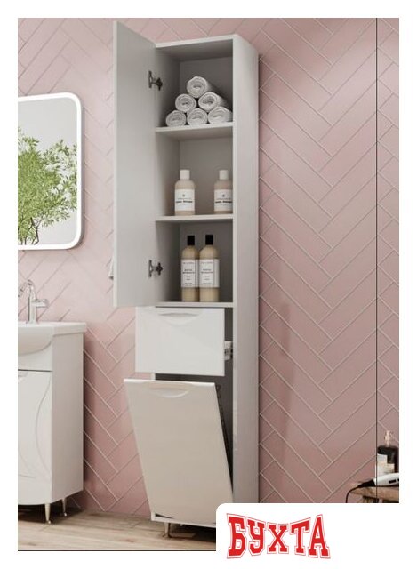 Мебель для ванных комнат Volna Шкаф-пенал Adel 35 c корзиной 3