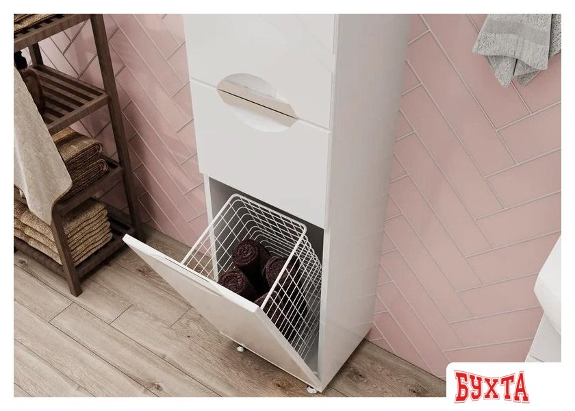 Мебель для ванных комнат Volna Шкаф-пенал Adel 35 c корзиной 5