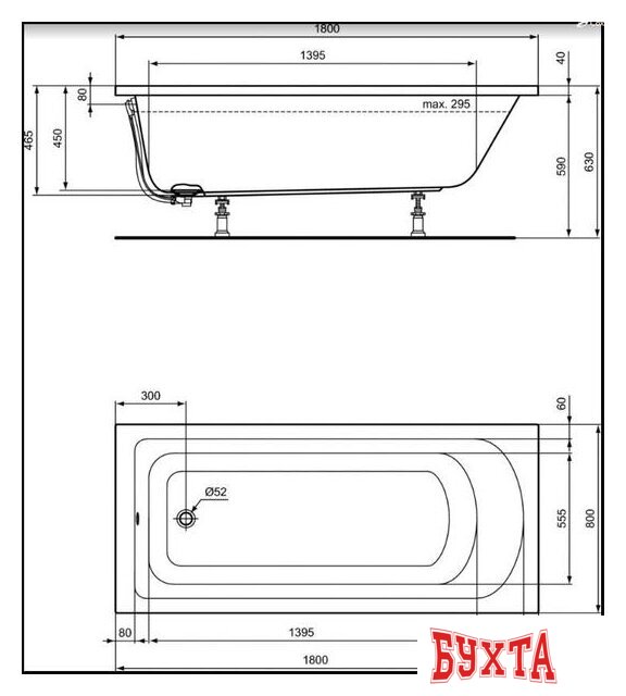 Ванна Ideal Standard Hot Line 180x80 K274801 3