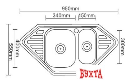 Кухонная мойка Ledeme L99550B 2