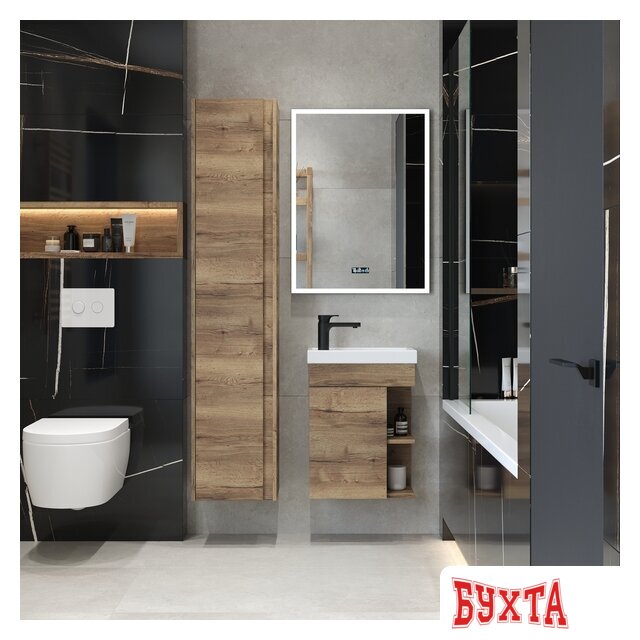 Мебель для ванных комнат Briz Зеркало Берн 60*80 с подсветкой и часами 4