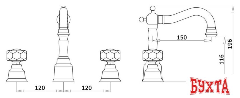 Смеситель Ganzer Konstantin GZ 09015E (золотой) 2