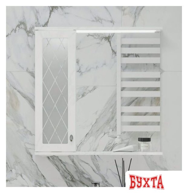 Мебель для ванных комнат Volna Шкаф с зеркалом Milena 70 левый 3