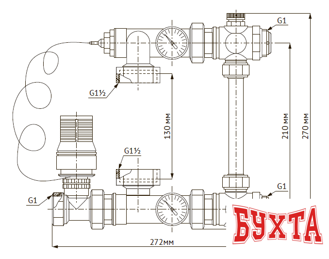 Запорная арматура Unipump Насосно-смесительный узел с термостат. стабилизацией MIX LOOP 89 2