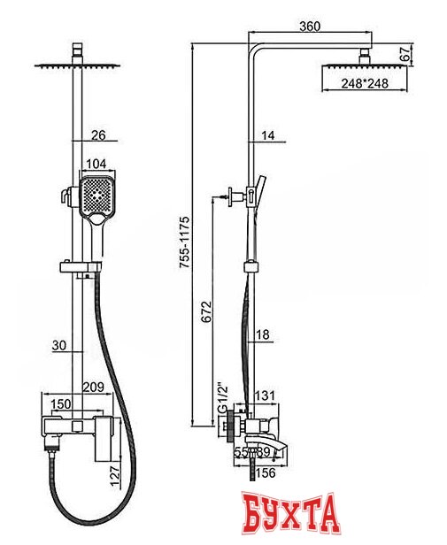 Душевая система Gerhans K19114 2