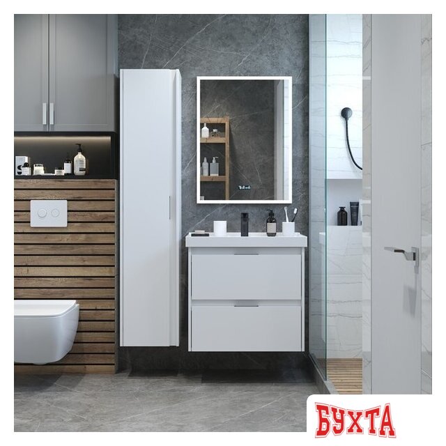 Мебель для ванных комнат Briz Тумба подвесная Вена 60 с умывальником Грэйс 4