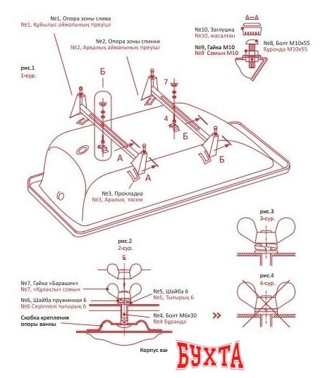 Ванна Antika А-70001 170x70 с опорной подставкой 5