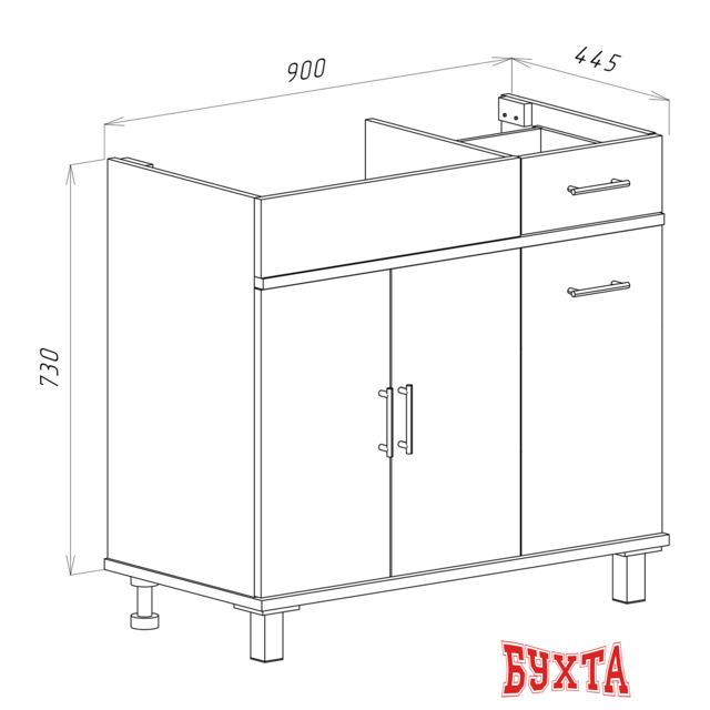 Мебель для ванных комнат Misty Купер - 90 Тумба напольная с Б/К левая, белая эмаль - П-Куп01090-012БкЛ 5