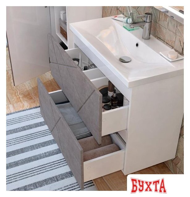 Мебель для ванных комнат Vigo Тумба под умывальник Geometry 600-0-2 Фостер (бетон) 5