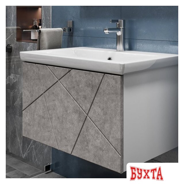 Мебель для ванных комнат Vigo Тумба под умывальник Geometry 700-0-1 Como навесная (бетон) 5