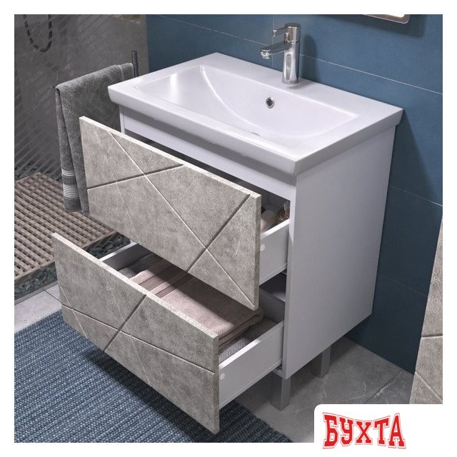 Мебель для ванных комнат Vigo Тумба под умывальник Geometry 700-0-2 Фостер (бетон) 3
