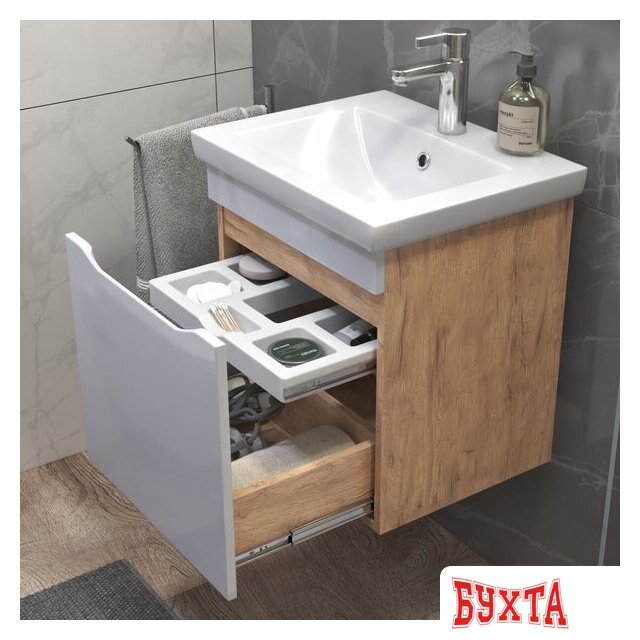 Мебель для ванных комнат Vigo Тумба под умывальник Grani 500-0-1 Como навесная (дуб золотой) 4