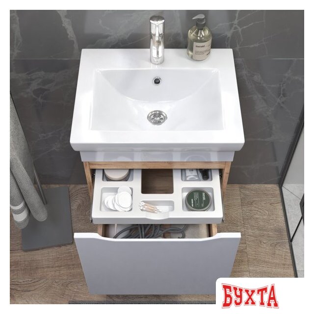 Мебель для ванных комнат Vigo Тумба под умывальник Grani 500-0-1 Como навесная (дуб золотой) 5